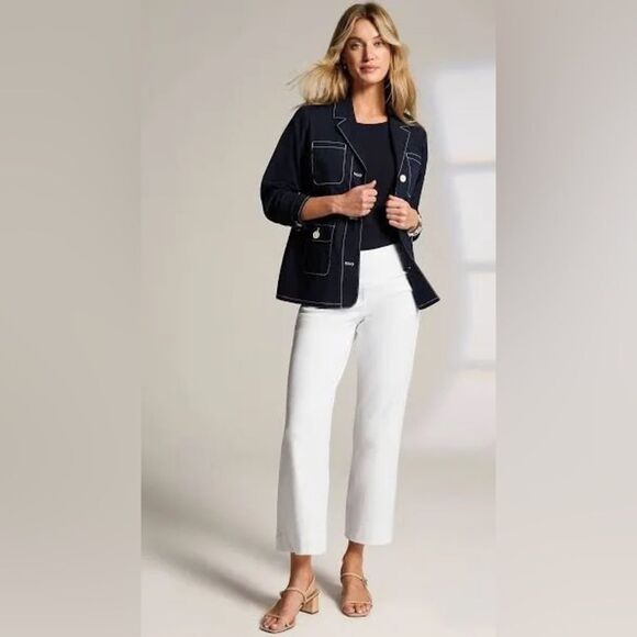 J. Jill White Wearever Collection Refined Woven Trousers size 18 - Picture 1 of 4